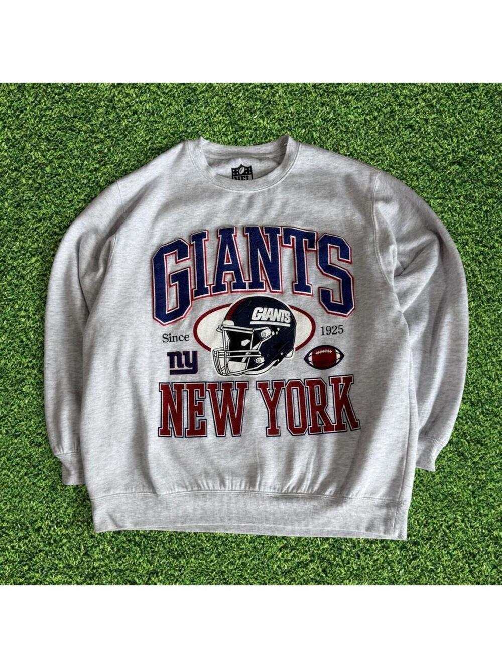 NFL New York Giants Grey Puff Print Crewneck Sweatshirt Size M